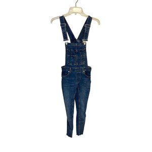 Free People Women's Denim Overalls Adjustable Straps Pockets Distressed Hem 24 R